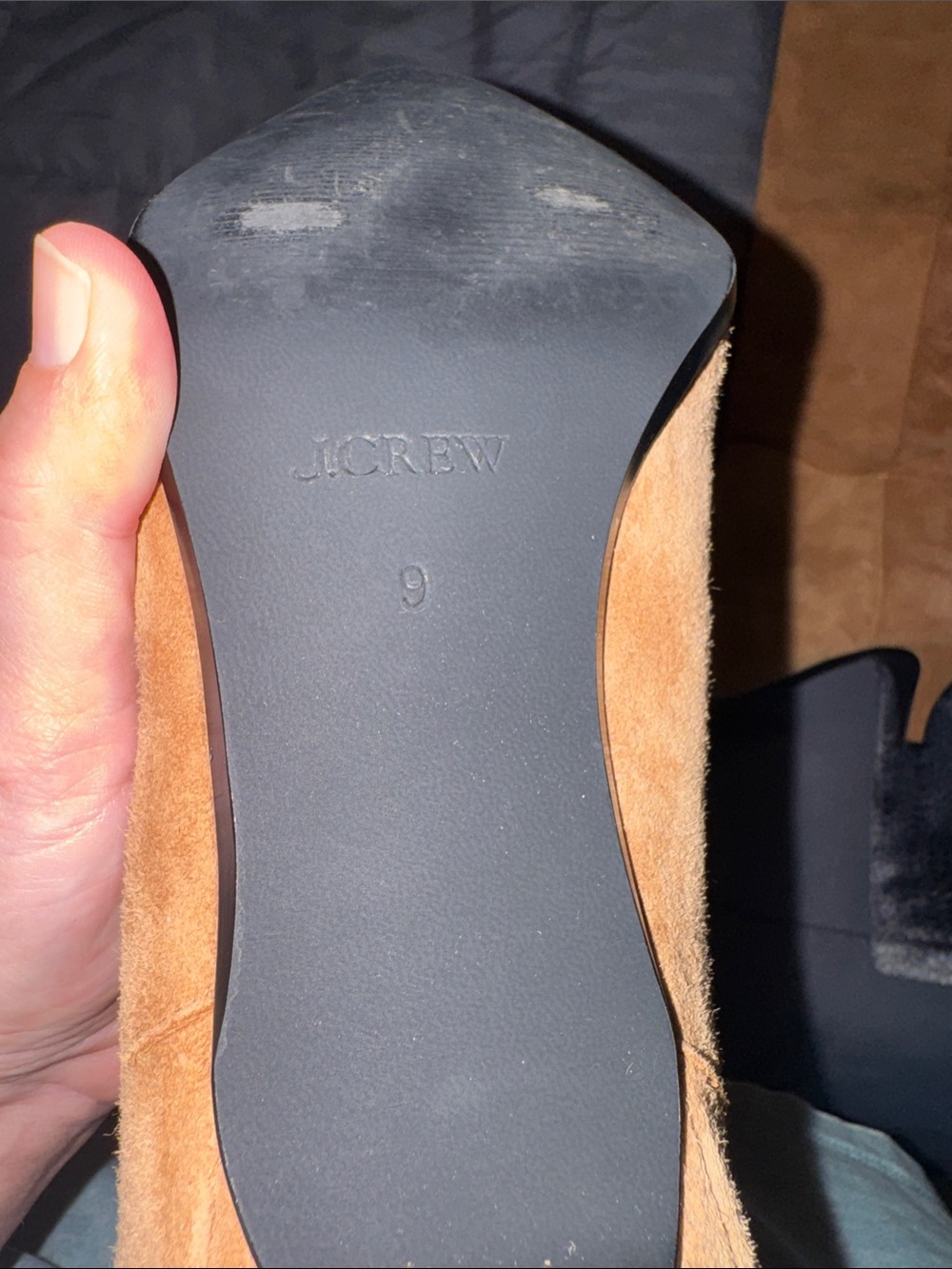 J. Crew Tan Suede Knee-High Boots with Mid Kitten Heel - Picture 3 of 5